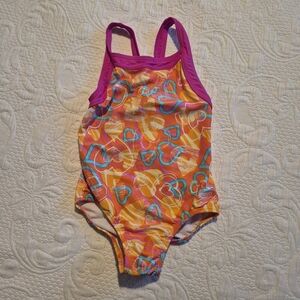 Adidas girls size 7 multi color swim suit no tags measures same as size 7 VGUC